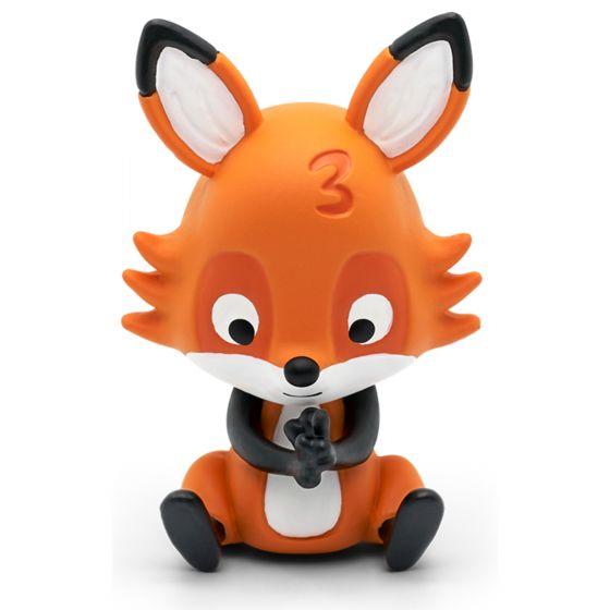 Orange fox toy figure sitting.