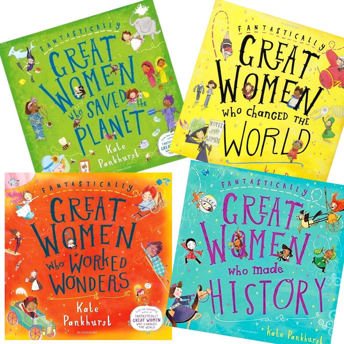 Four colourful Books by Author Kate Pankhurst., 2 at the top and 2 below.