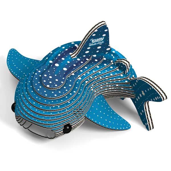 Blue whale shark cardboard model  with white spots.