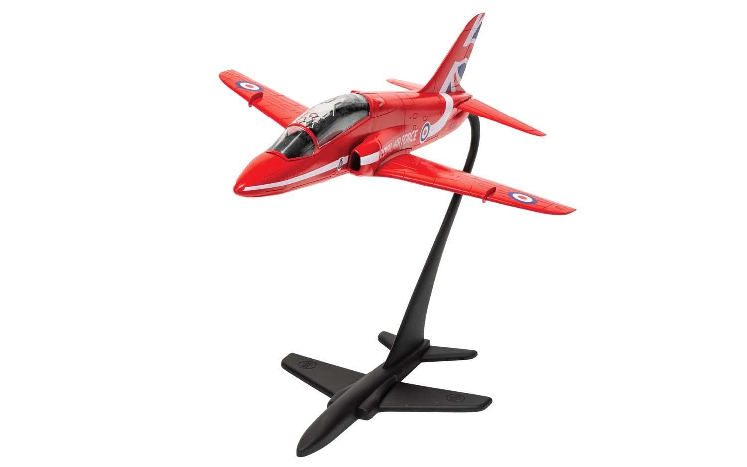 Front view of the Red Arrows model painted in the classic red.