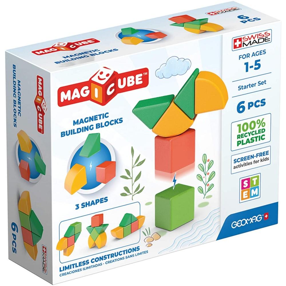 Box containing colourful magnetic shapes.