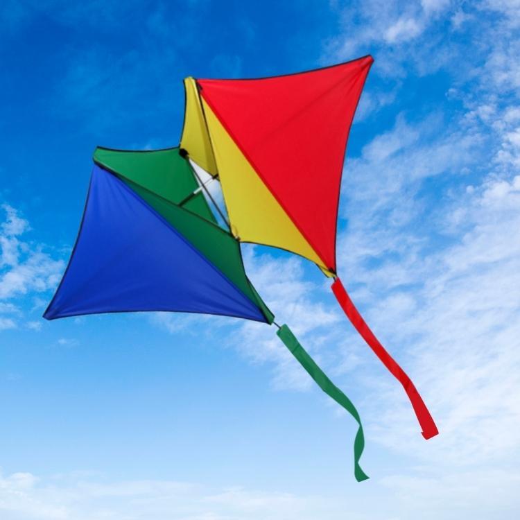 Box kite in red, green, blue and yellow.