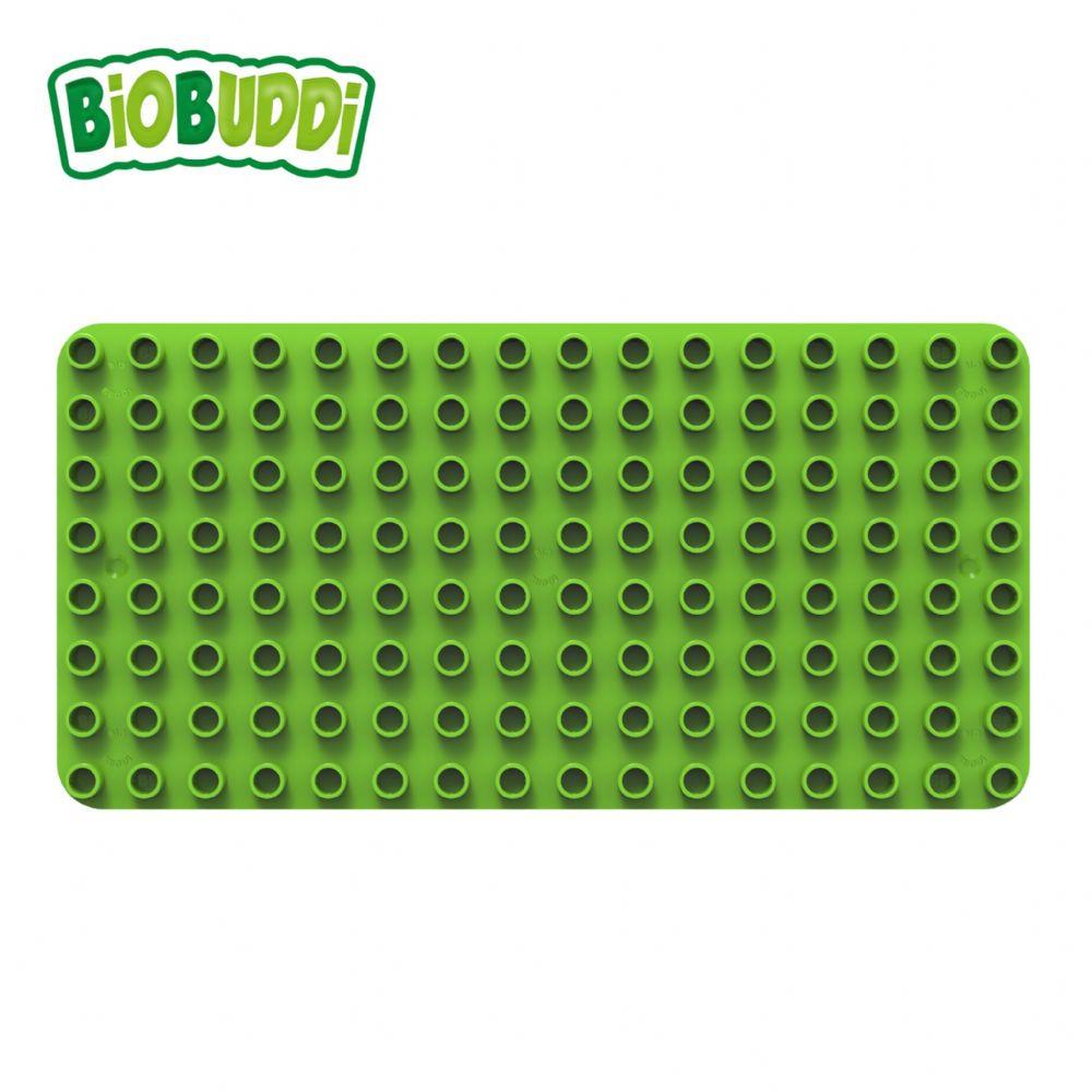 Green baseplate for Biobuddi building blocks.