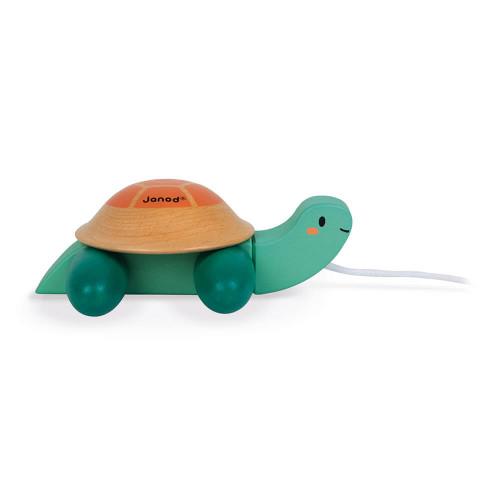 Side view of the Janod wooden pull-along turtle.