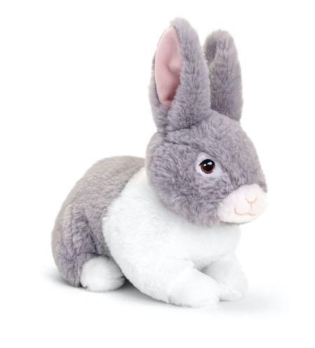Grey and white soft cuddly rabbit