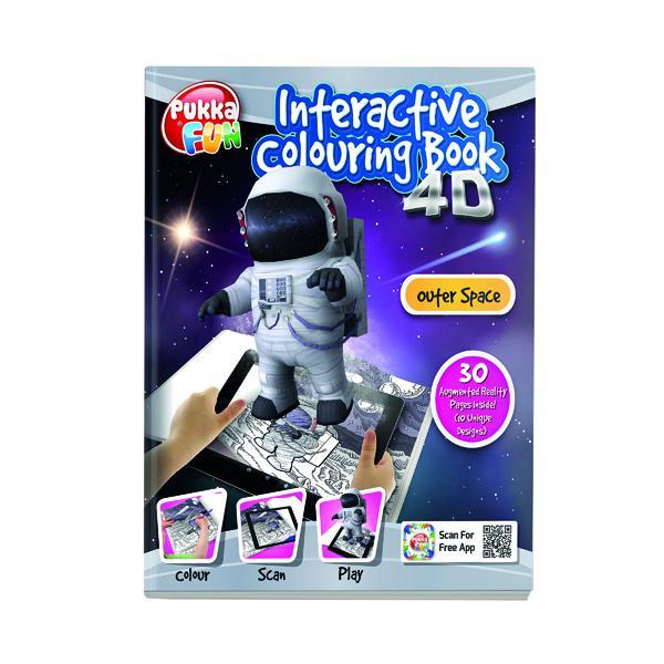Image of a space man on the front of the 4d interactive colouring-in pad.