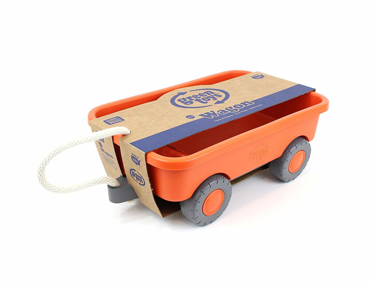 Orange pull-along Wagon for small children.