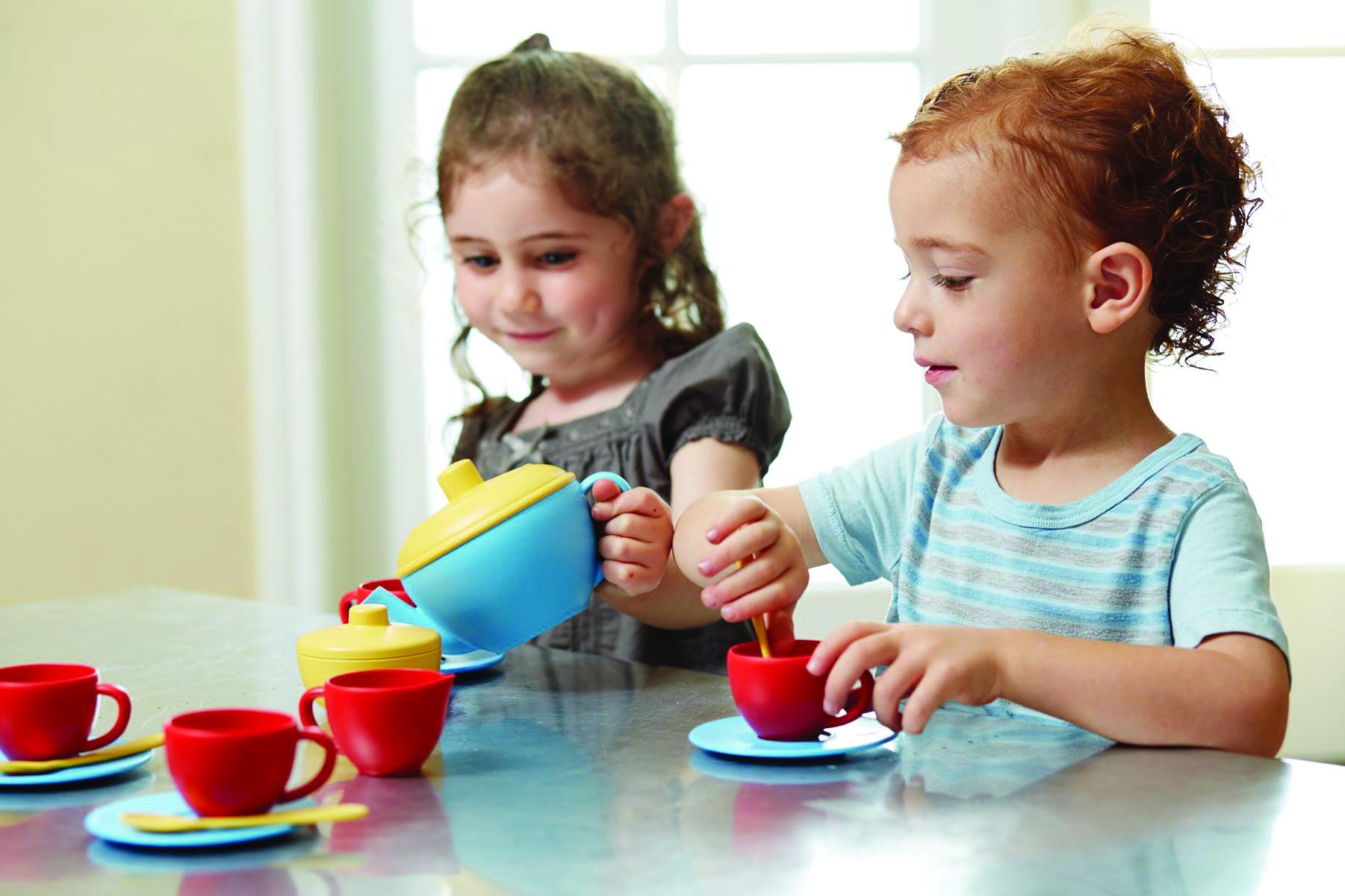 Eco-friendly children's play tea-set made entirely from recycled plastic.