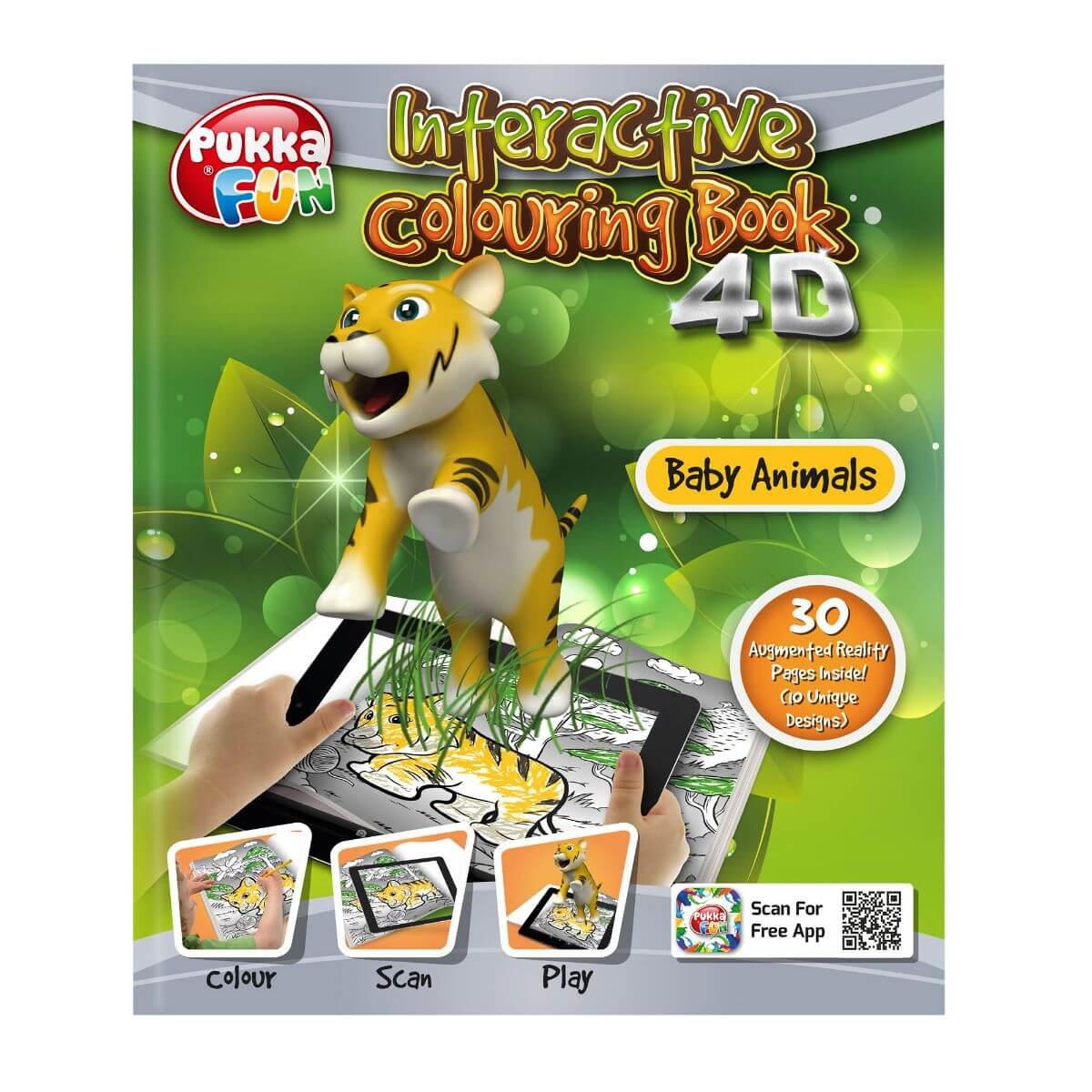 Interactive colouring-in pad with a yellow tiger drawing on the front.