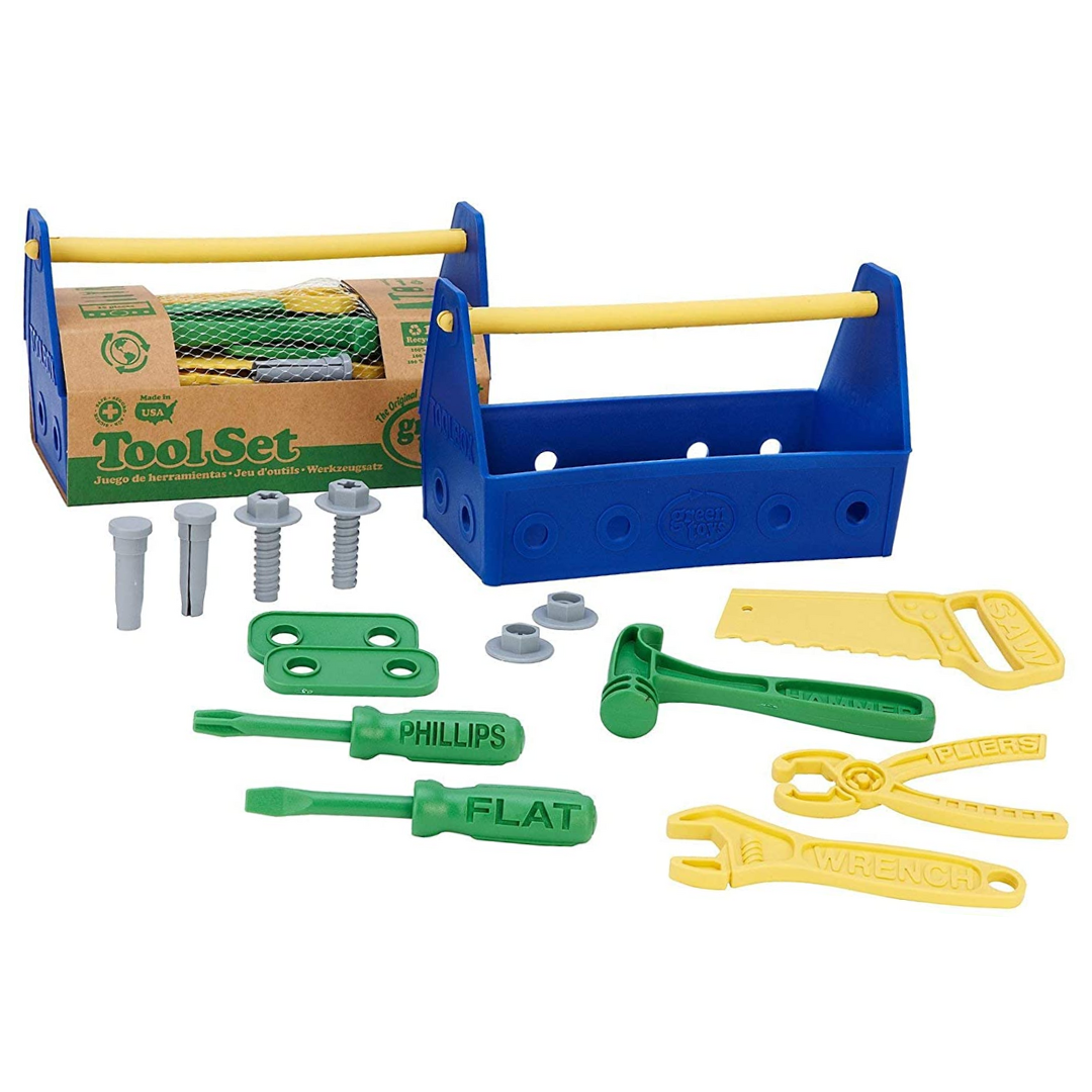 Kids tool box and tools made from recycled plastic