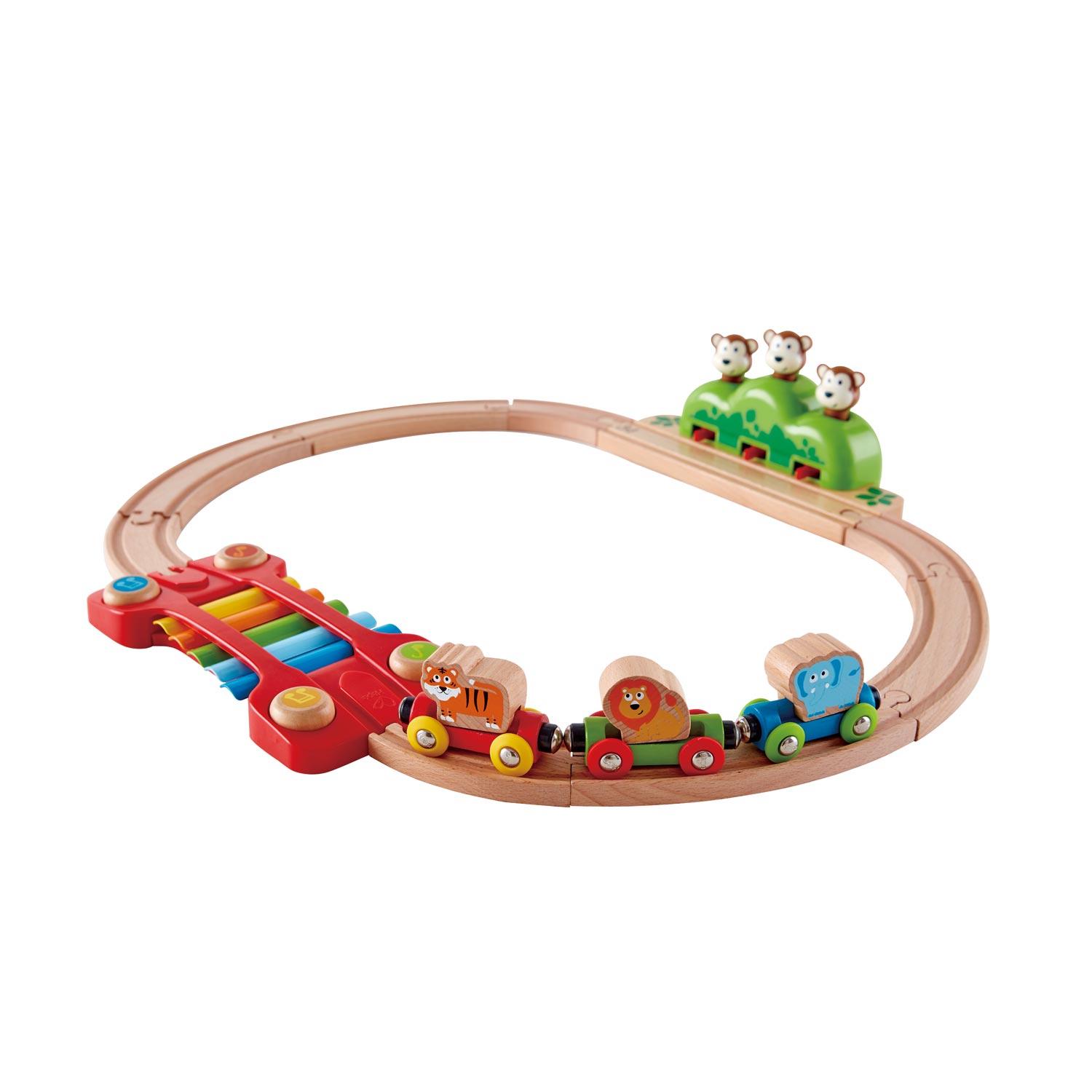 Hape Music and Monkeys Rail Set. Oval railway set with train and animal figures.