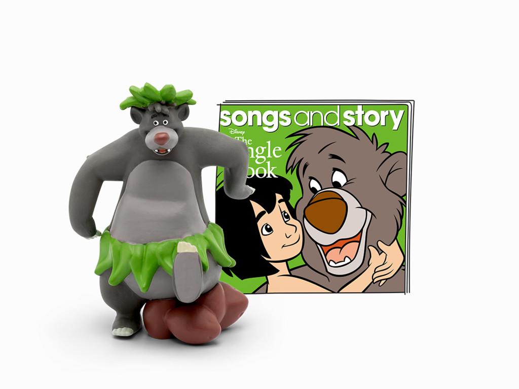 Jungle Book character Baloo in hula slirt with Tonie audio book behind.