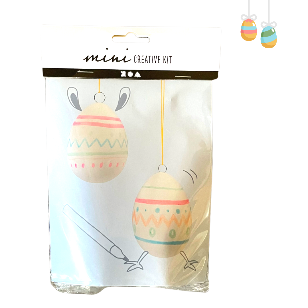 Packaging for mini hanging Easter egg kit.
