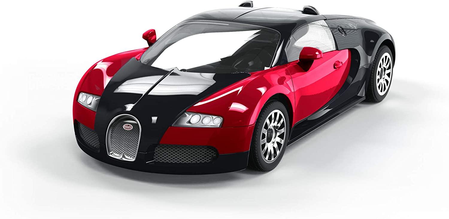Red and black Airfix Quickbuild model Bugatti.