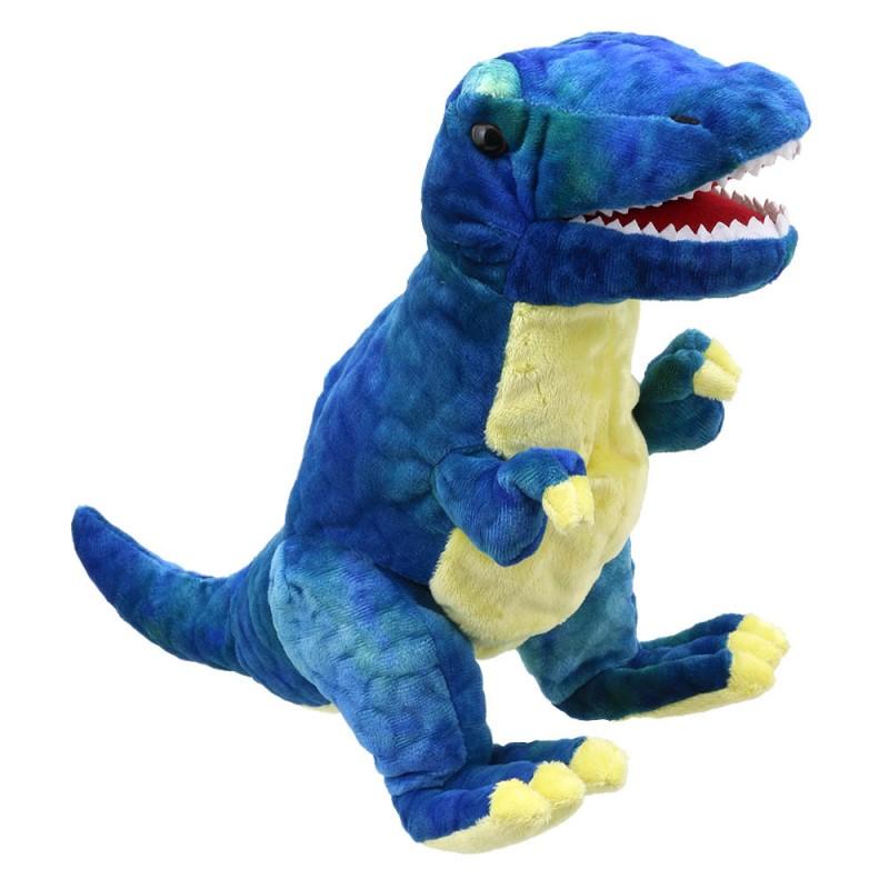 Blue T-rex hand puppet