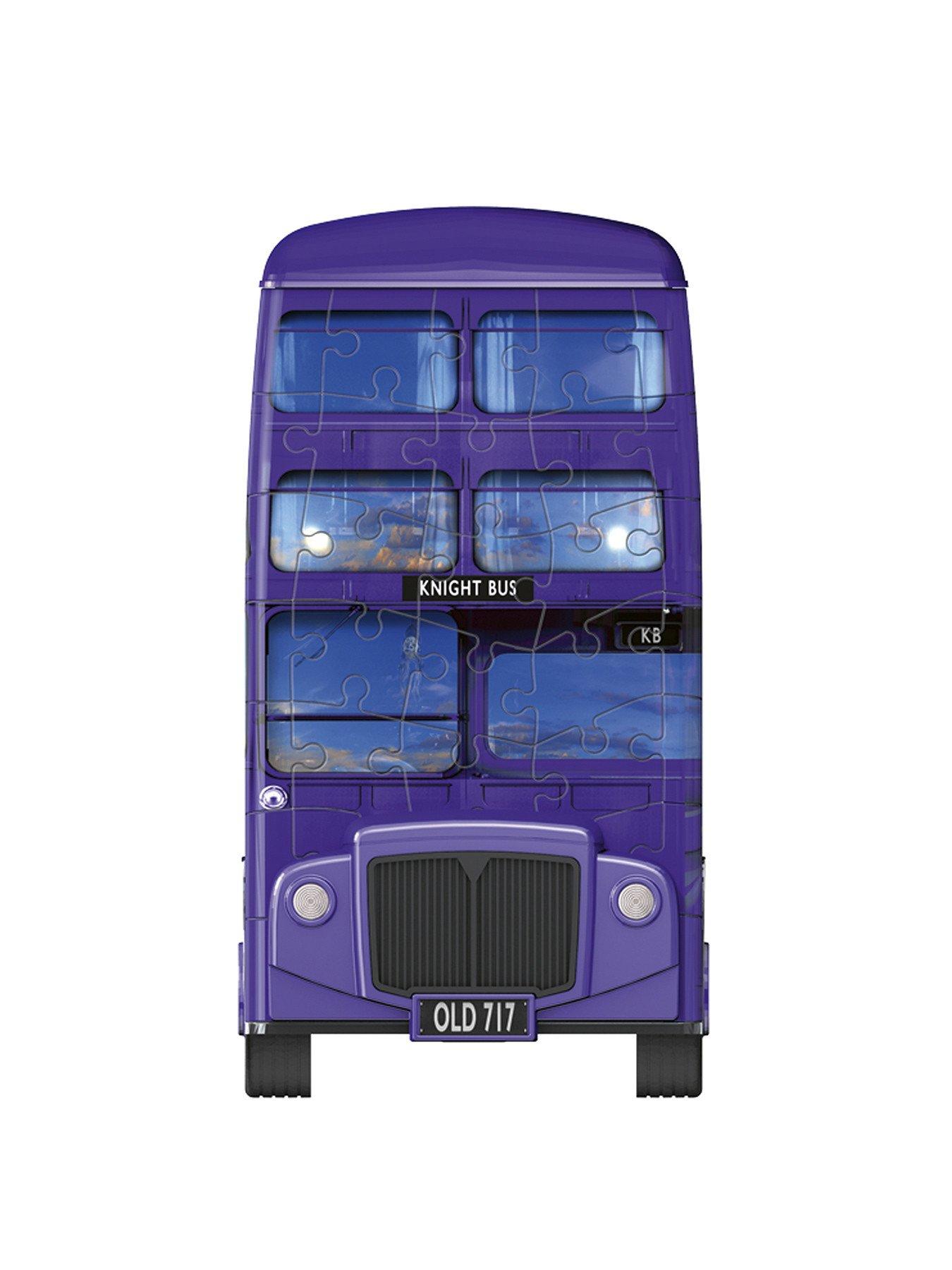 Front view of the 3D puzzle of the Knight Bus from the Harry Potter films.