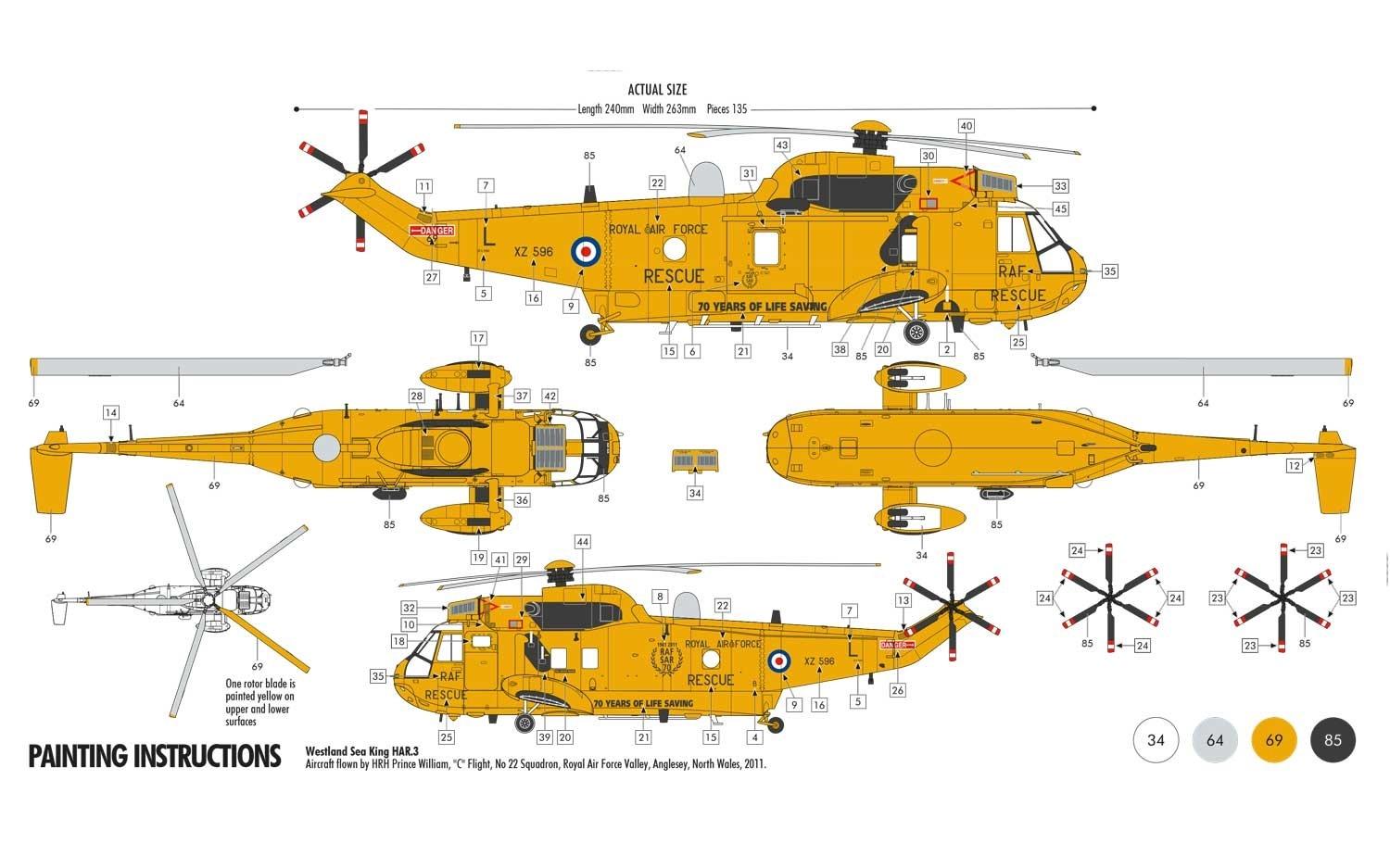 Instructions for the paintinng of the model Sea King helicopter.