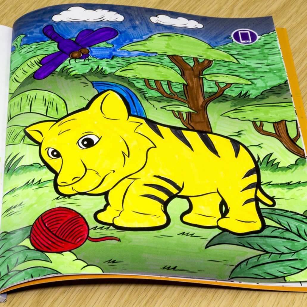 Yellow tiger coloured-in by a child.