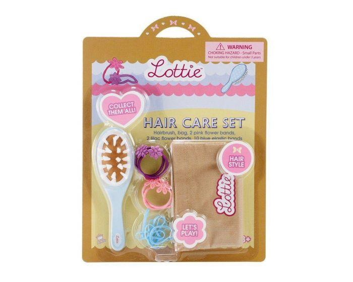 Manufacturer's packaging for Lottie doll hair care set.