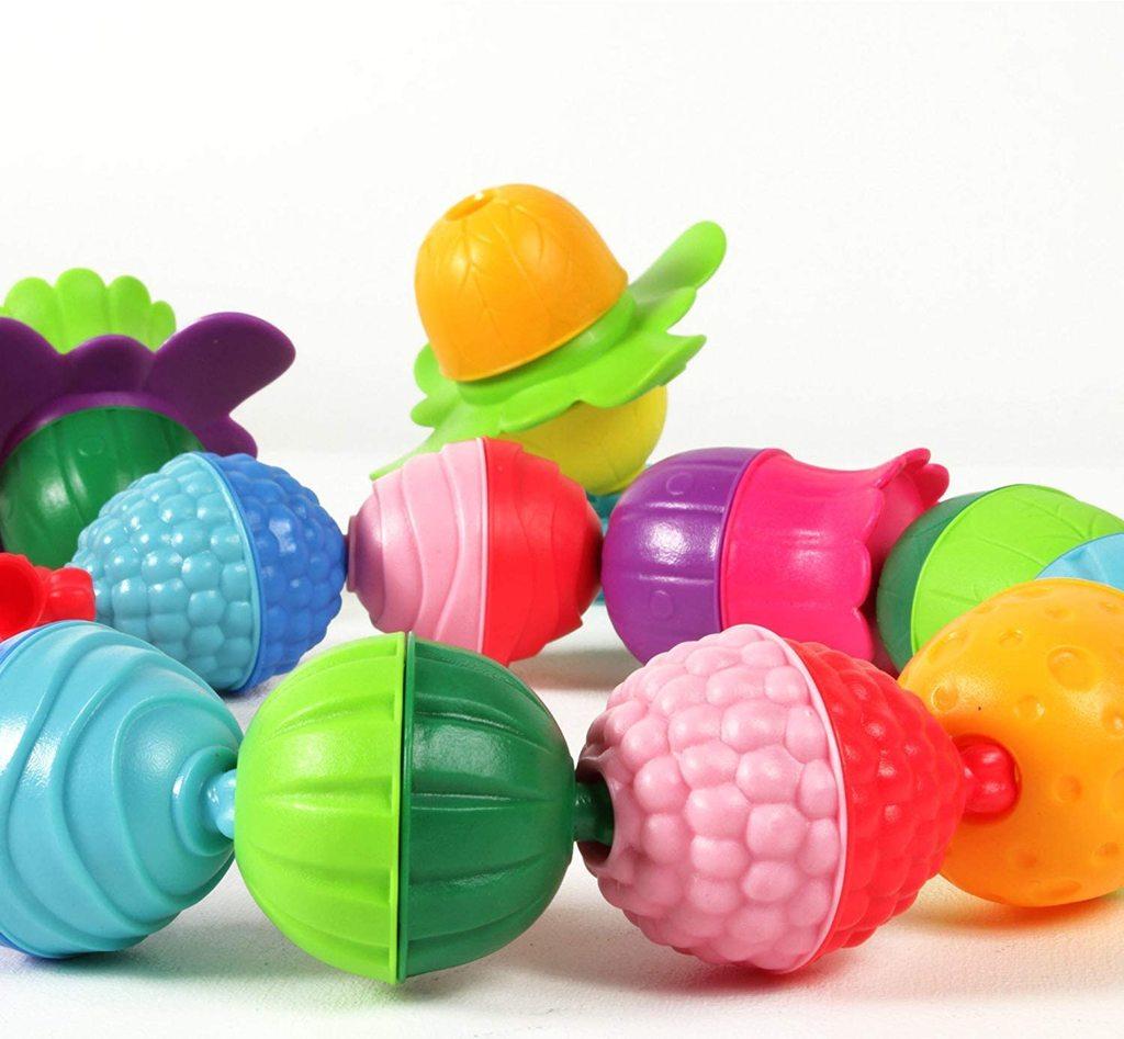 Bright Lalaboom plastic beads for young children.