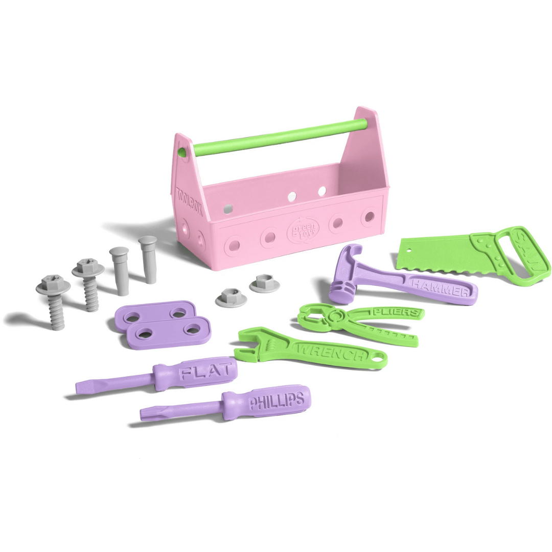 Kids toolbox & tools made from 100% recycled plastic.