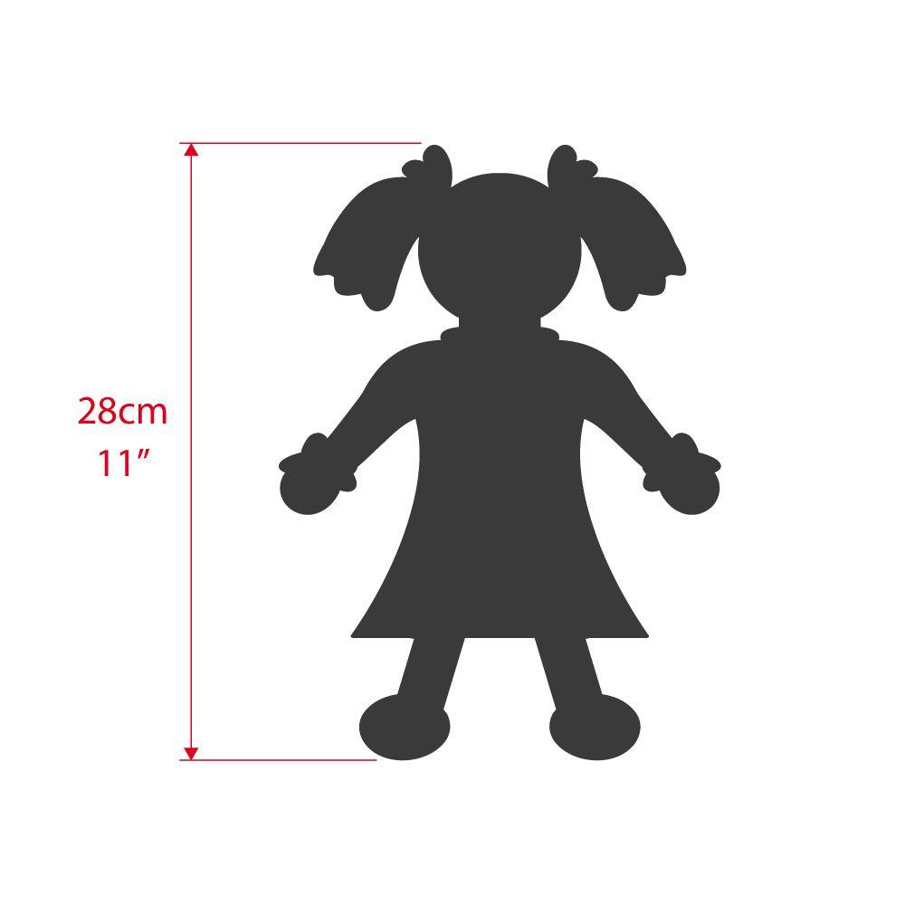 Silhouette showing the dimensions of the Grace rag-doll.