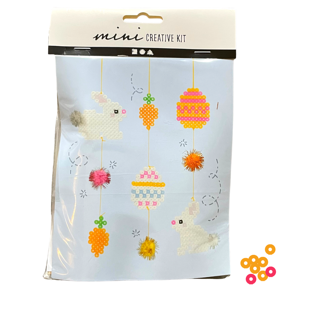 Contents of Easter bead decoration craft kit.