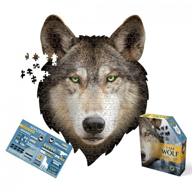 Large wolf head puzzle with box.