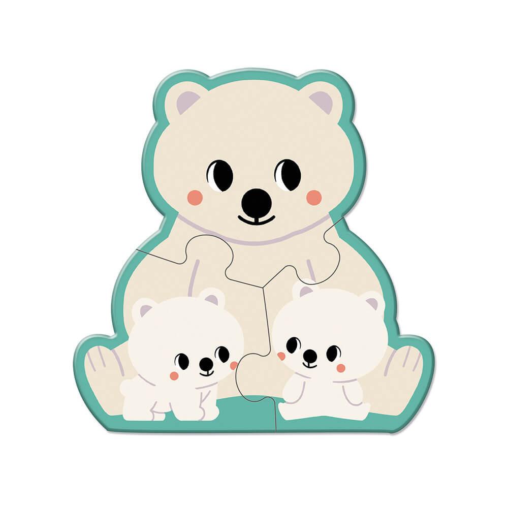 Polar bear 3-piece jigsaw puzzle for young children.