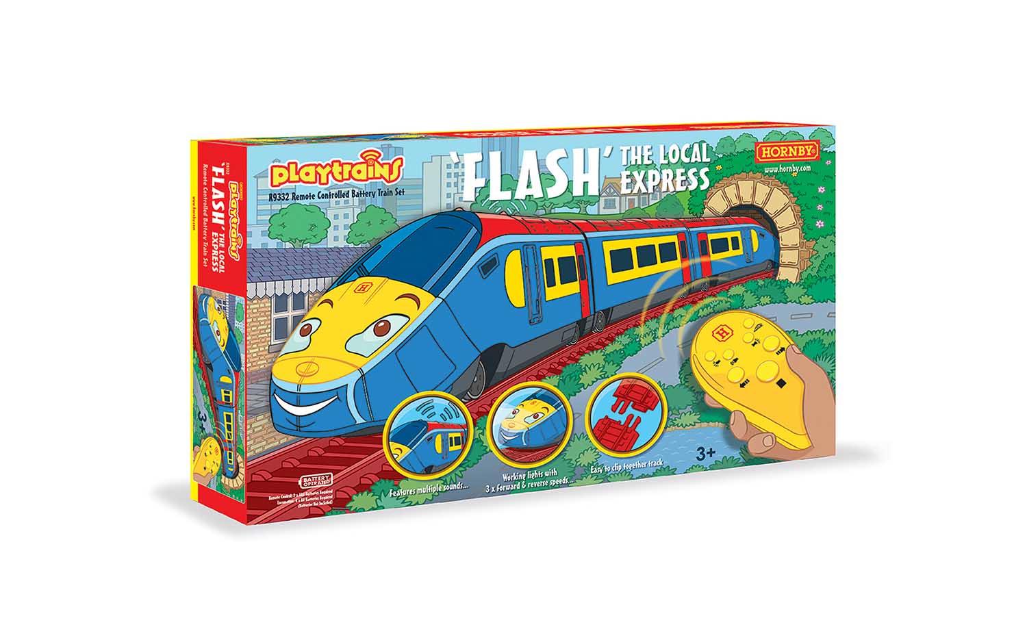 Box containing Flash train set