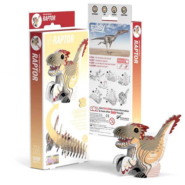 Eugy raptor model with front view of the packaging and also rear view.