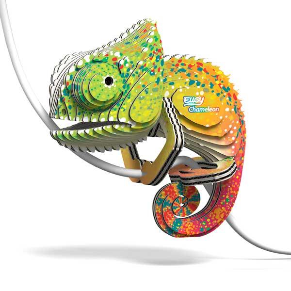 Green, colourful chameleon construction figure by Eugy.