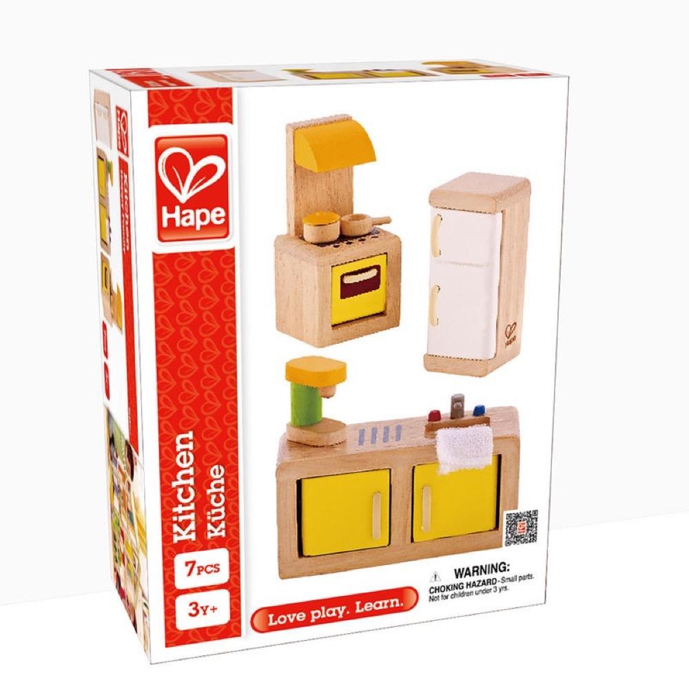 Hape Kitchen items in manufacturer's packaging