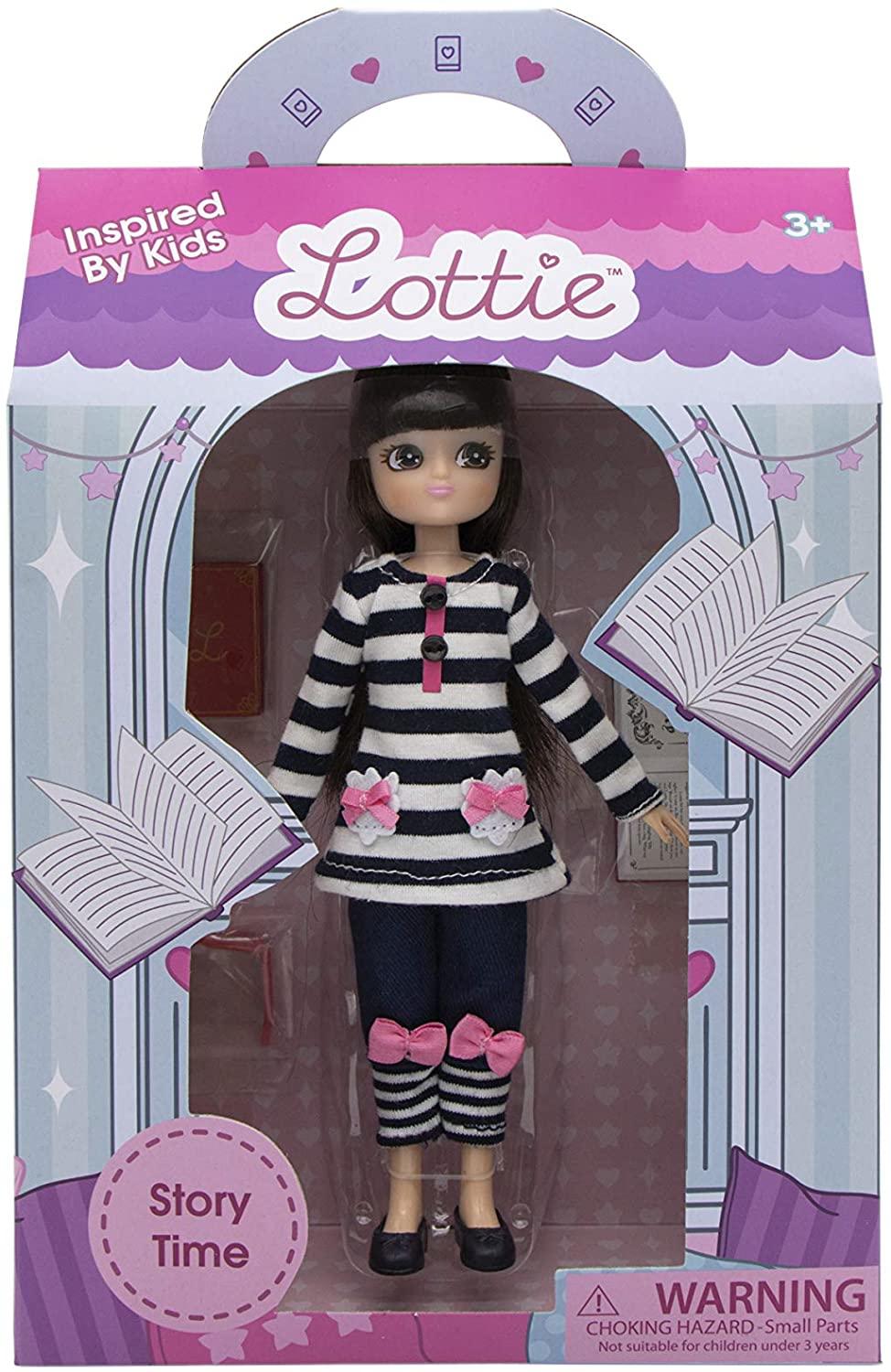 Story Time Lottie doll packaging from a front view with a white background.