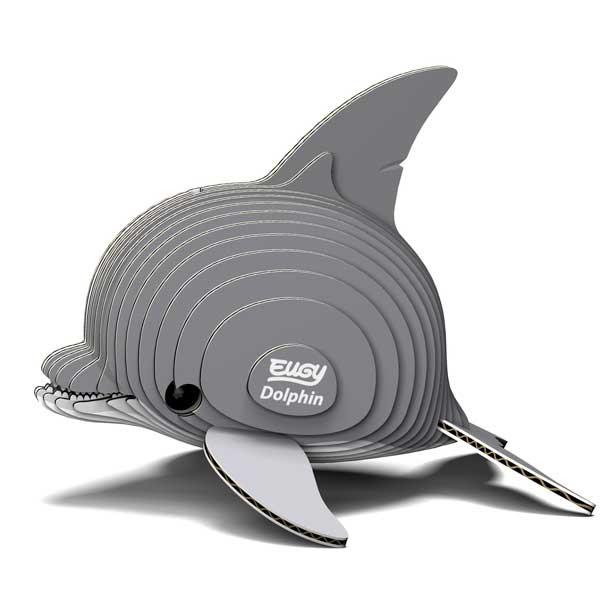 Grey cardboard dolphin crafting model.