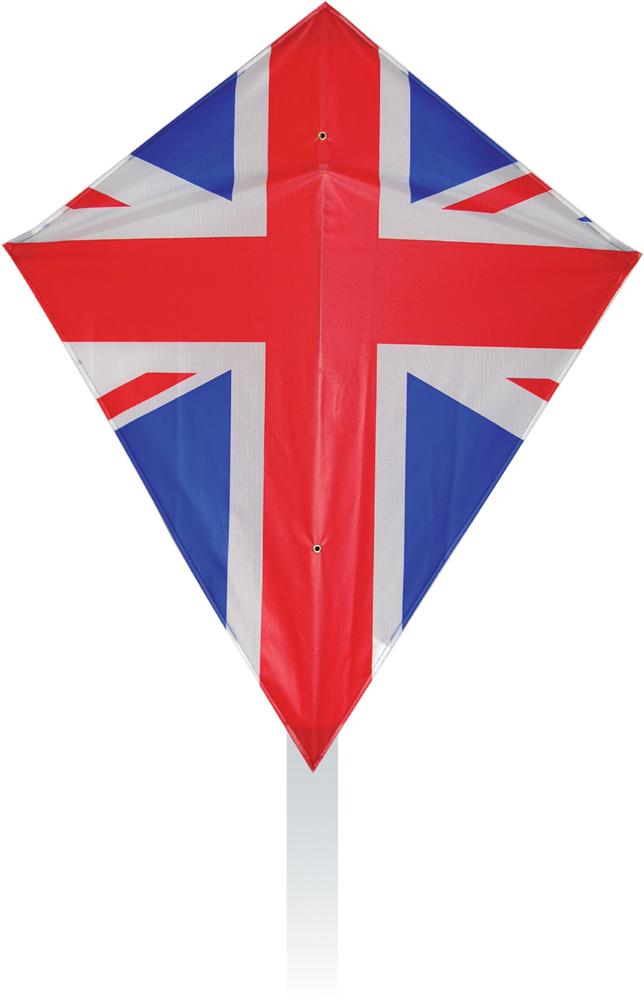 Red, white and blue union jack flag kite.