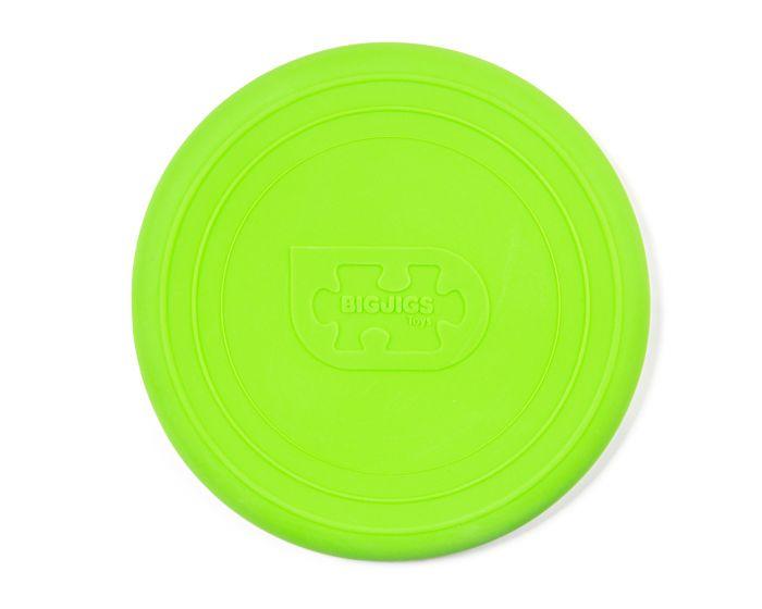 Green, soft silicone frisbee.