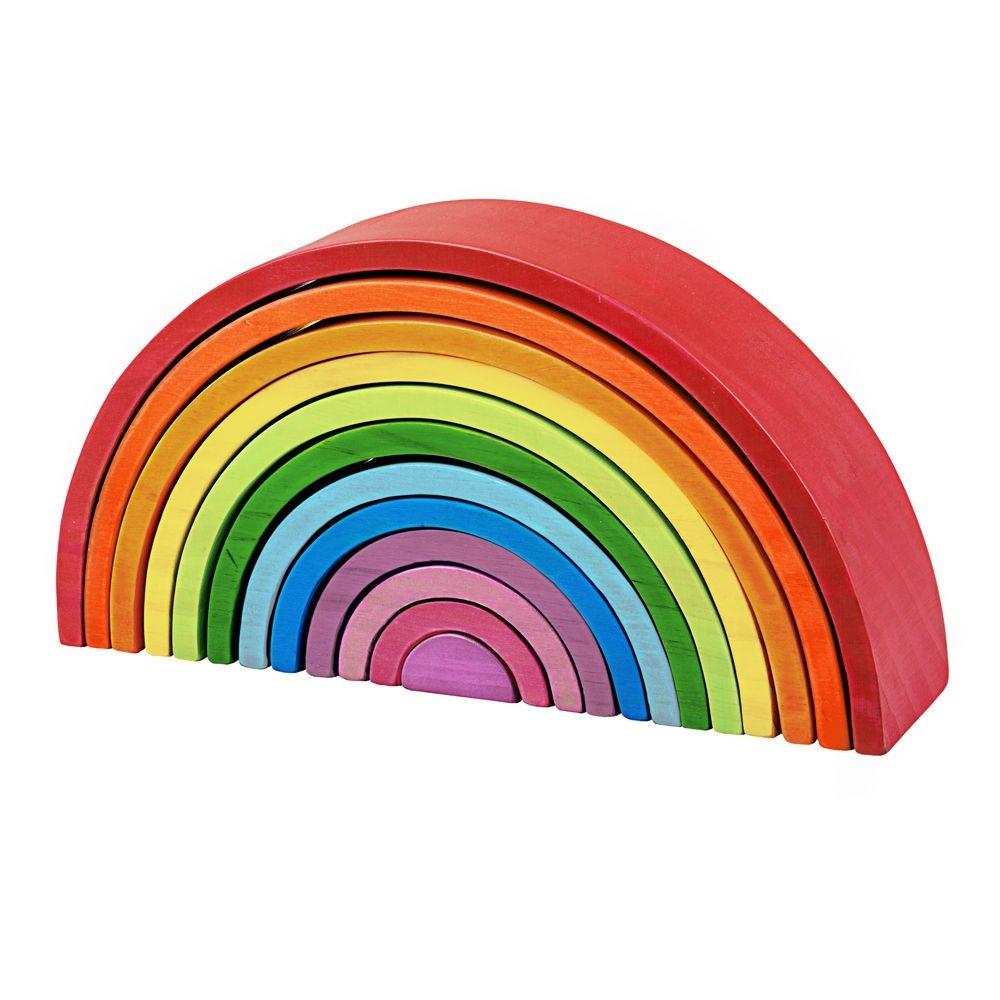 12 piece wooden stacking rainbow toy.