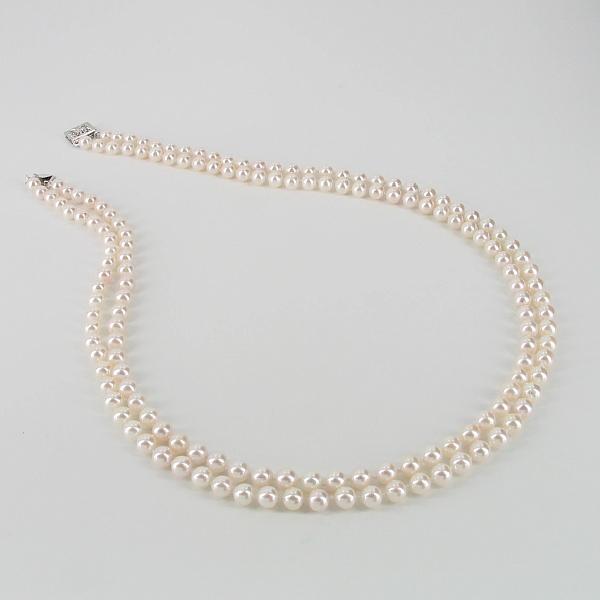 Double Strand Pearl Necklace with Diamond Clasp in 1 #514422, Double  Necklace Clasp - valleyresorts.co.uk