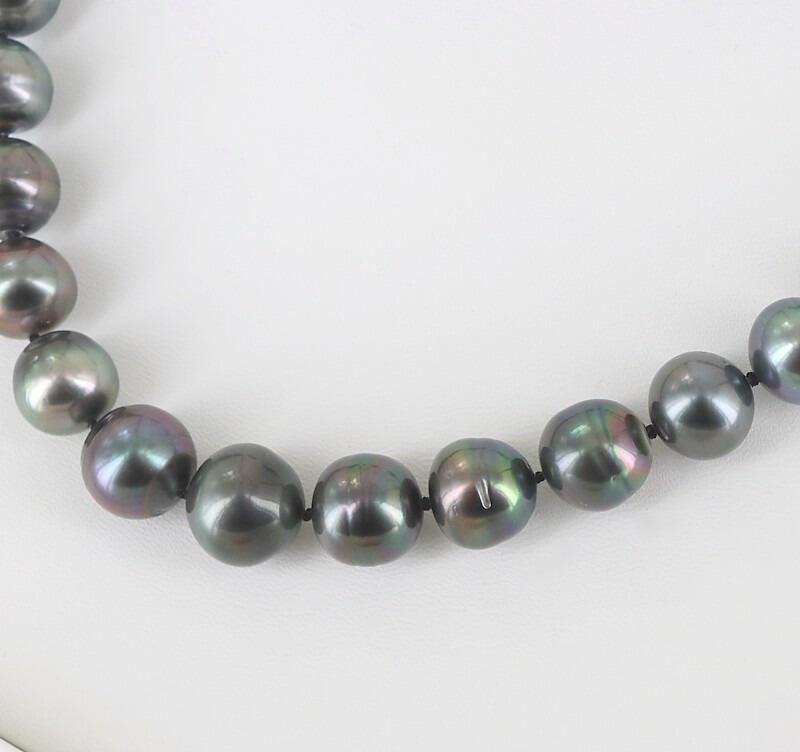 Graduated Tahitian Baroque 10-11.5mm Pearl Necklace 14k White Gold