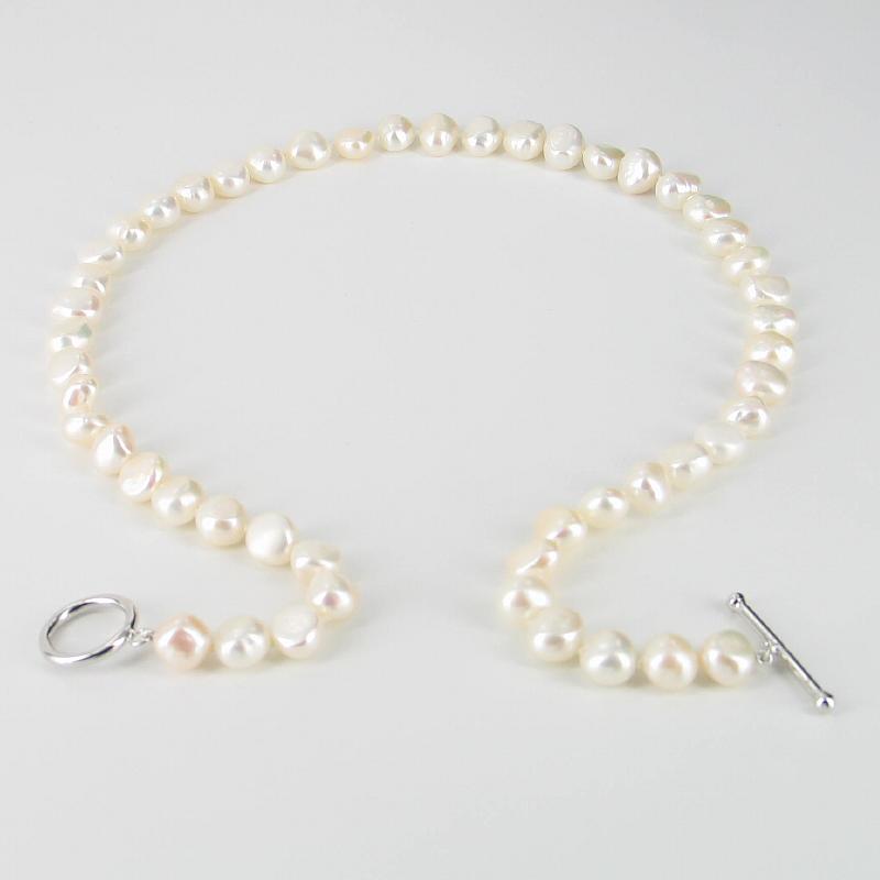 Big baroque Pearls Necklace, imperfect Freshwater pearls knotted, silver  clasp | eBay