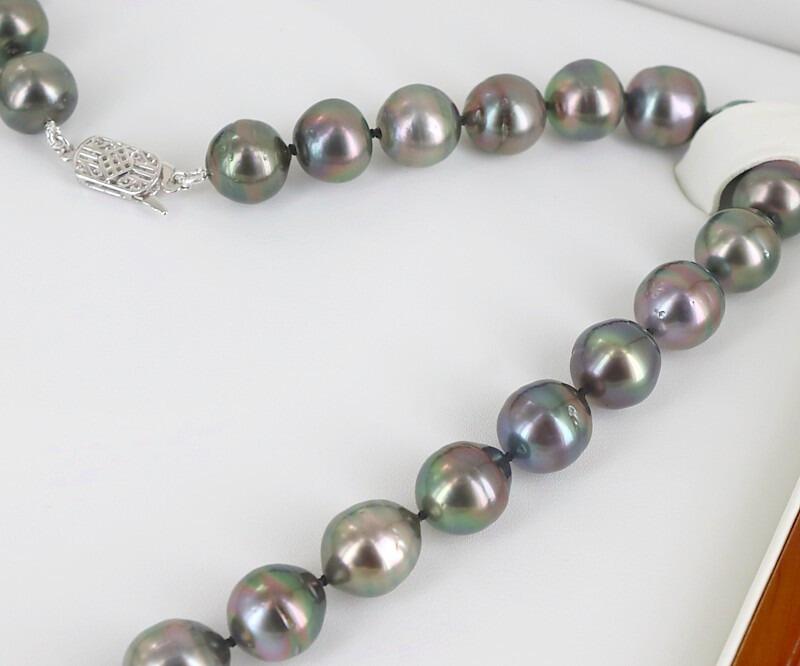 Graduated Tahitian Baroque 10-11.5mm Pearl Necklace 14K White Gold