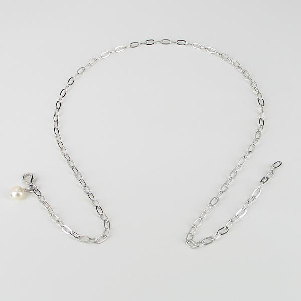 Natural Baroque Pearl Small Rock and Roll Engraved Link Necklace in Sterling Silver