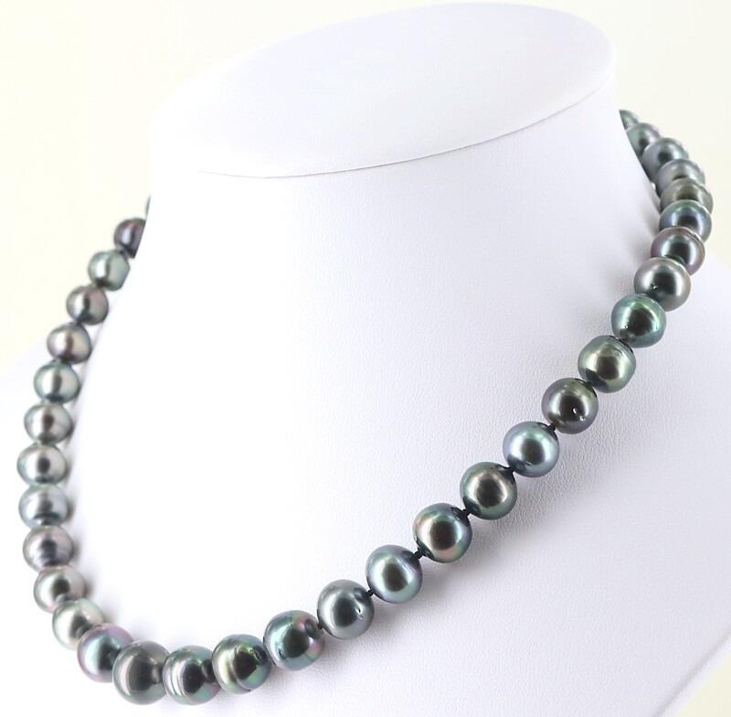 Graduated Tahitian Baroque 10-11.5mm Pearl Necklace 14K White Gold