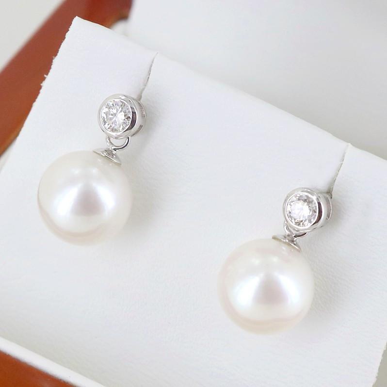 Large pearl and diamond earrings new arrivals