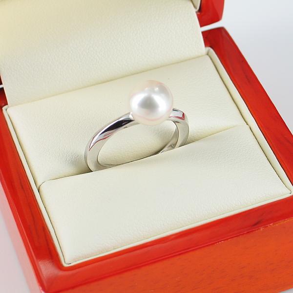 White Round Pearl Ring On Sterling Silver