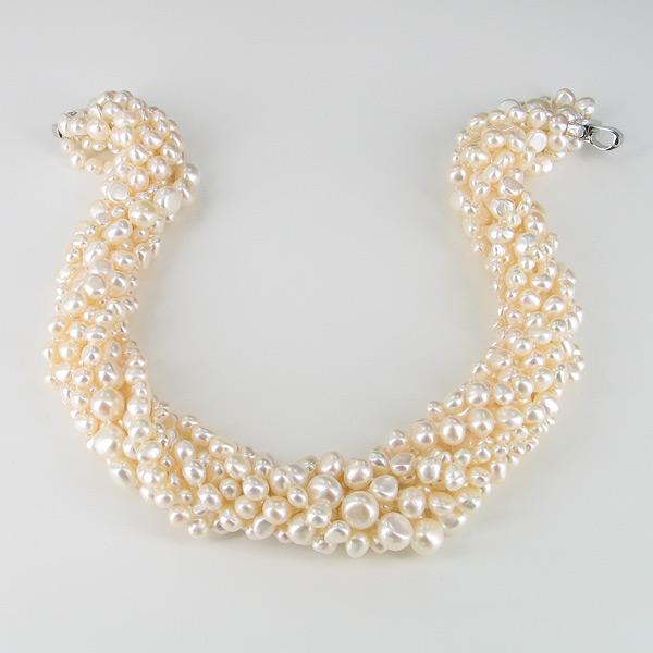 Nine Strand Statement 5-10mm Baroque Pearl Necklace With