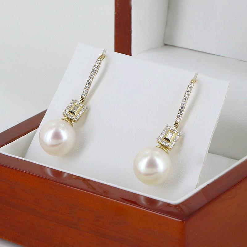 South sea pearl hot sale earrings with diamonds