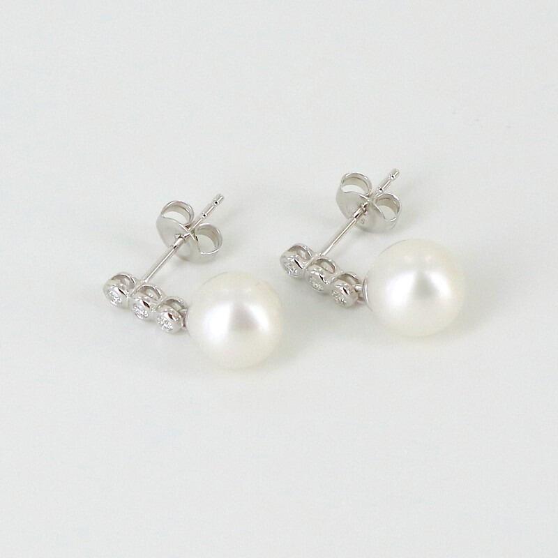 Natural White Pearl & Multi-Color Gemstone Dangle Earrings – 7-8mm Pearl, 6mm Gems – Nickel-Free, Handmade