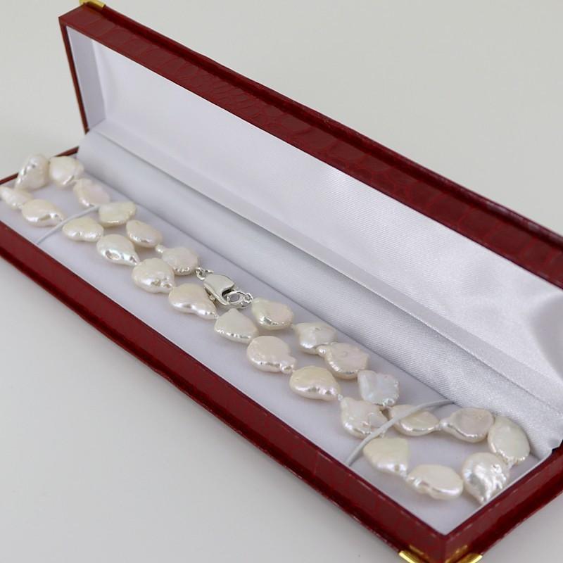 White Keshi Pearl Necklace 12-15+mm With Sterling Silver